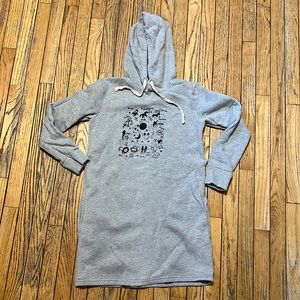 Grey Hoodie Sweatshirt Tunic Dress M NWOT Pockets Astrological Graphic